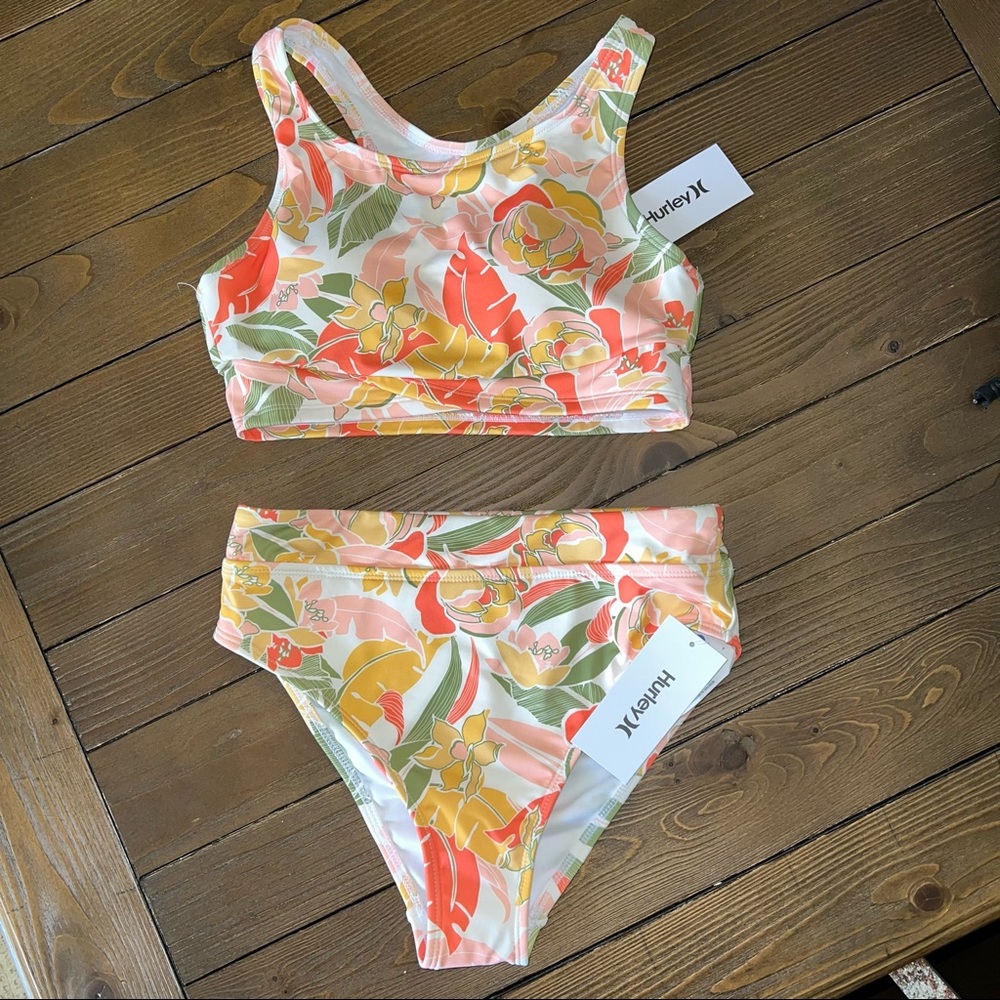 NWT! Hurley floral high waisted bikini